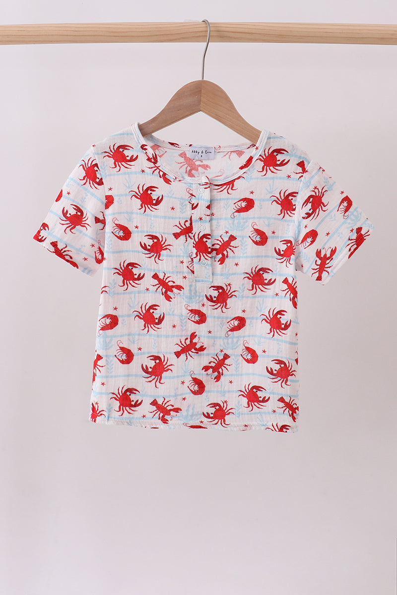 Lobster print muslin top - Aaria Tees Aaria Tees
