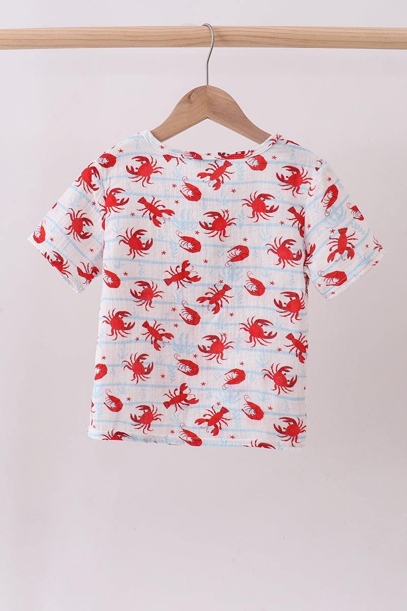 Lobster print muslin top - Aaria Tees Aaria Tees