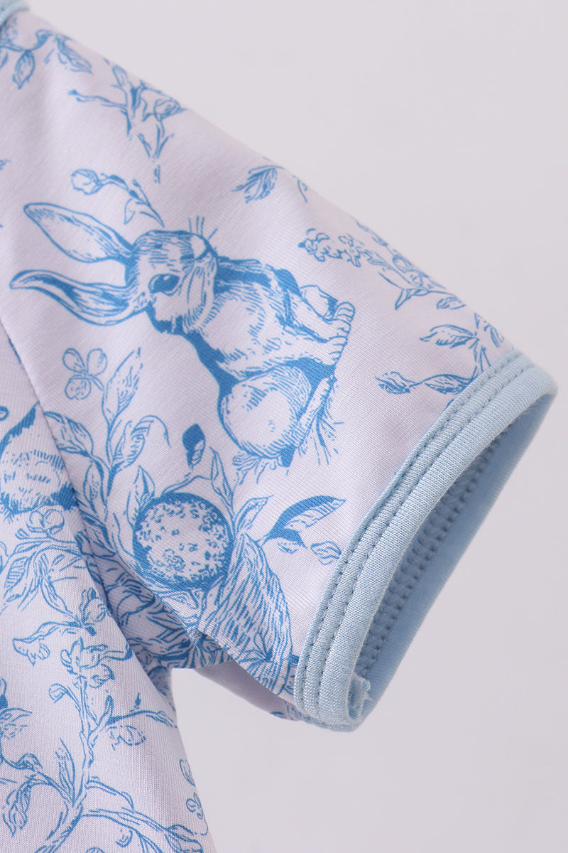 Blue bunny egg bamboo romper - Aaria Tees Aaria Tees