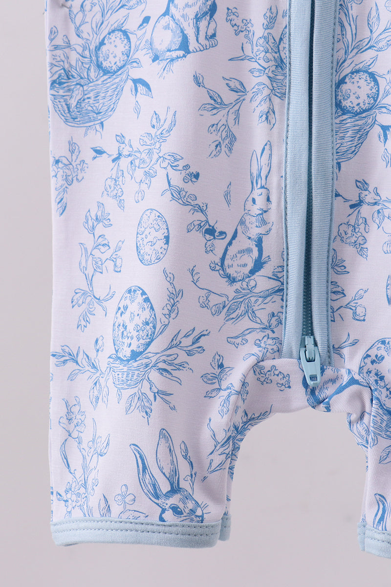 Blue bunny egg bamboo romper - Aaria Tees Aaria Tees