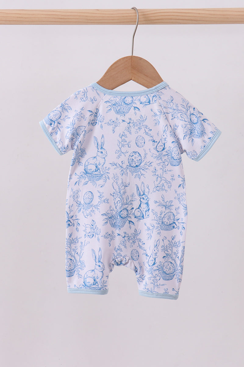 Blue bunny egg bamboo romper - Aaria Tees Aaria Tees