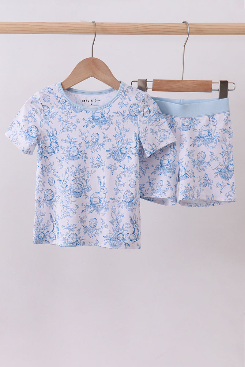 Blue bunny egg bamboo pajama shorts set - Aaria Tees Aaria Tees