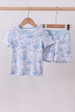 Blue bunny egg bamboo pajama shorts set - Aaria Tees Aaria Tees
