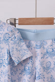 Blue bunny egg bamboo pajama shorts set - Aaria Tees Aaria Tees