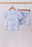 Blue bunny egg bamboo pajama shorts set - Aaria Tees Aaria Tees