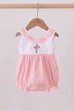 Pink cross jacquard embroidery ruffle bubble - Aaria Tees Aaria Tees