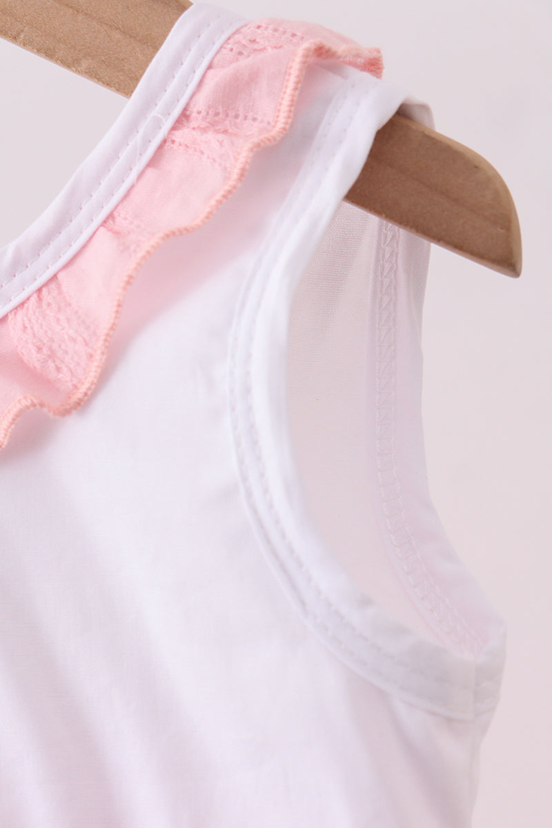 Pink cross jacquard embroidery ruffle bubble - Aaria Tees Aaria Tees