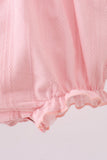 Pink cross jacquard embroidery ruffle bubble - Aaria Tees Aaria Tees