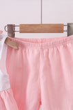 Pink cross jacquard embroidery shorts set - Aaria Tees Aaria Tees