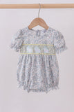 Floral bunny smocked bubble - Aaria Tees Aaria Tees