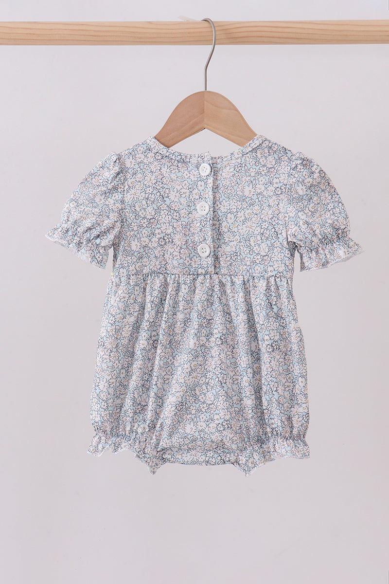 Floral bunny smocked bubble - Aaria Tees Aaria Tees