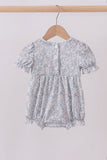 Floral bunny smocked bubble - Aaria Tees Aaria Tees