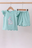 Green bunny applique shorts set - Aaria Tees Aaria Tees