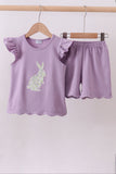 Purple bunny applique ruffle shorts set - Aaria Tees Aaria Tees