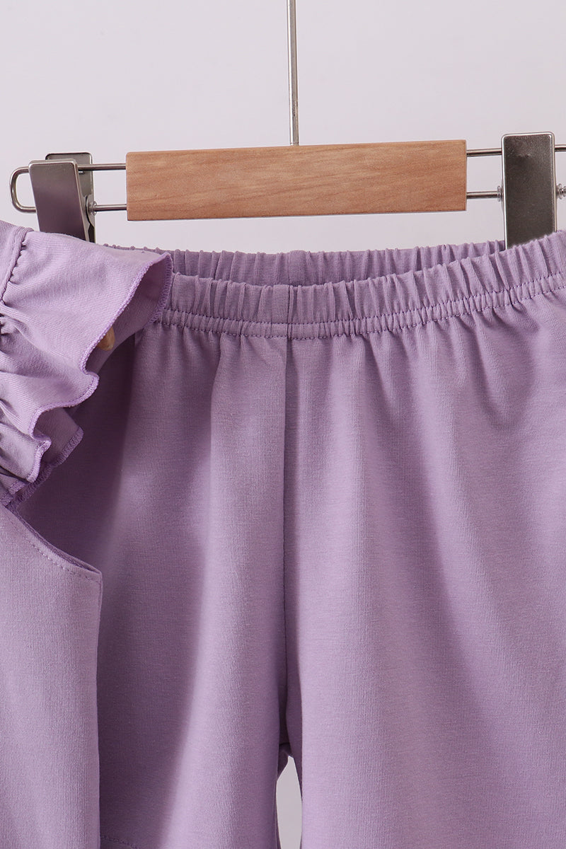 Purple bunny applique ruffle shorts set - Aaria Tees Aaria Tees