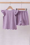 Purple bunny applique ruffle shorts set - Aaria Tees Aaria Tees