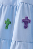 Blue cross sequin tiered dress - Aaria Tees Aaria Tees
