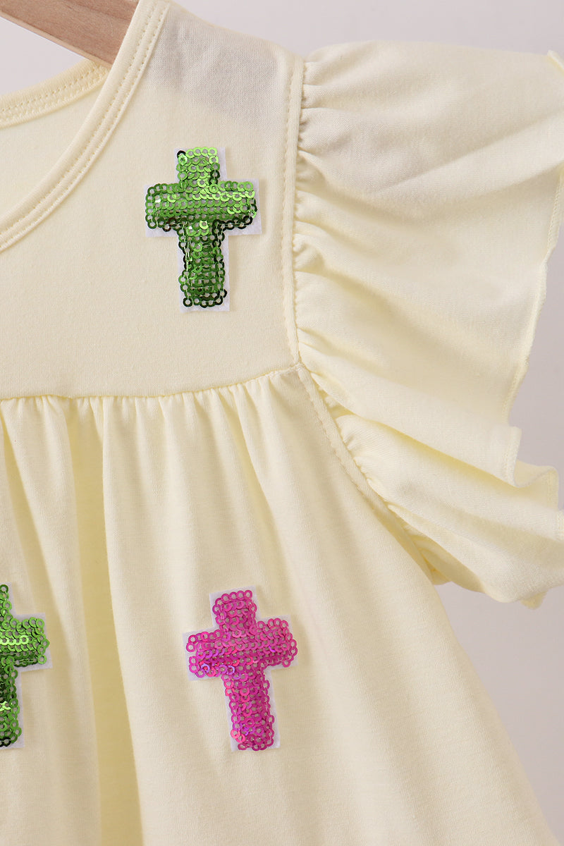 Yellow cross sequin tiered dress - Aaria Tees Aaria Tees