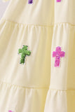 Yellow cross sequin tiered dress - Aaria Tees Aaria Tees