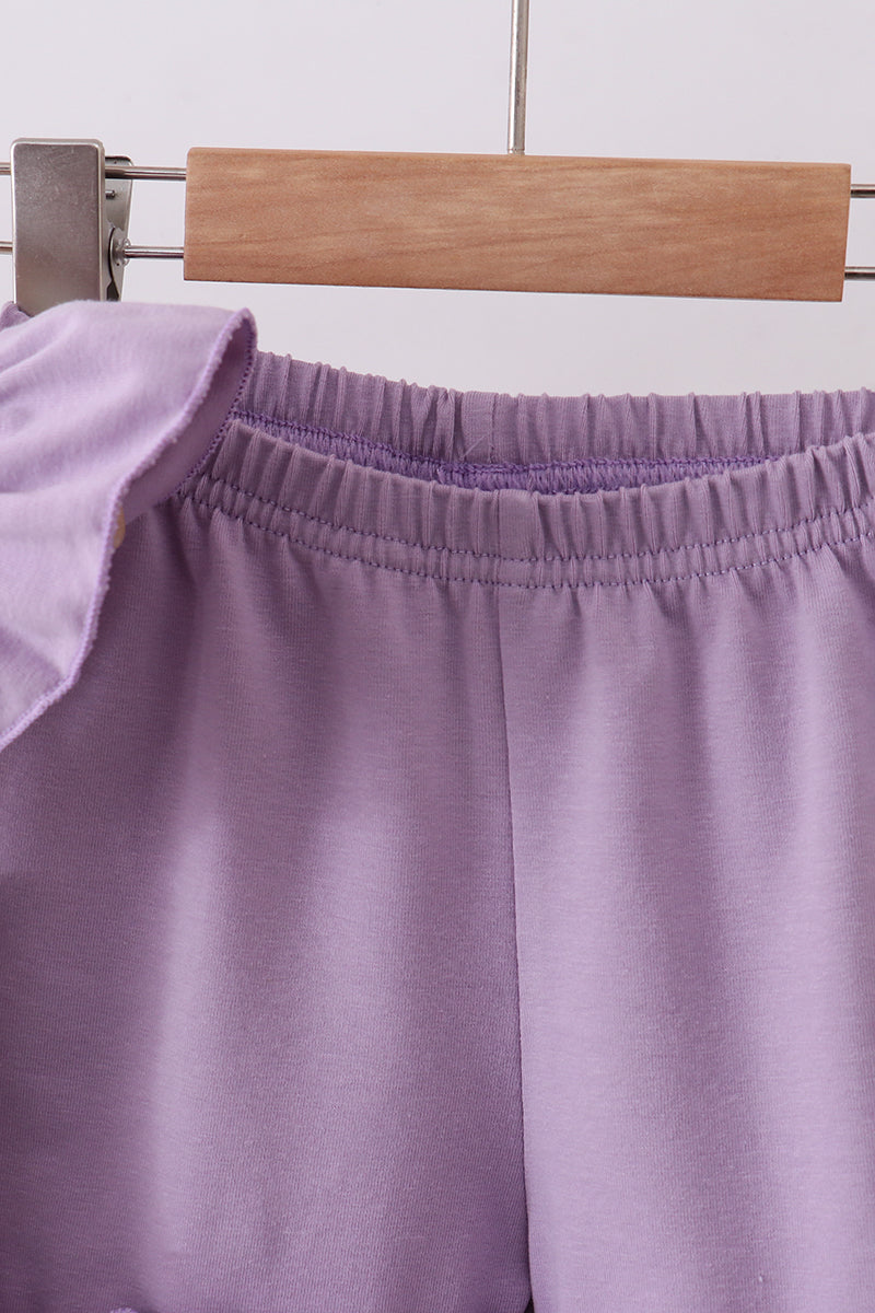 Purple floral smocked ruffle shorts set - Aaria Tees Aaria Tees