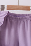 Purple floral smocked ruffle shorts set - Aaria Tees Aaria Tees