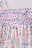 Purple floral smocked ruffle shorts set - Aaria Tees Aaria Tees