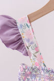 Purple floral smocked ruffle dress - Aaria Tees Aaria Tees