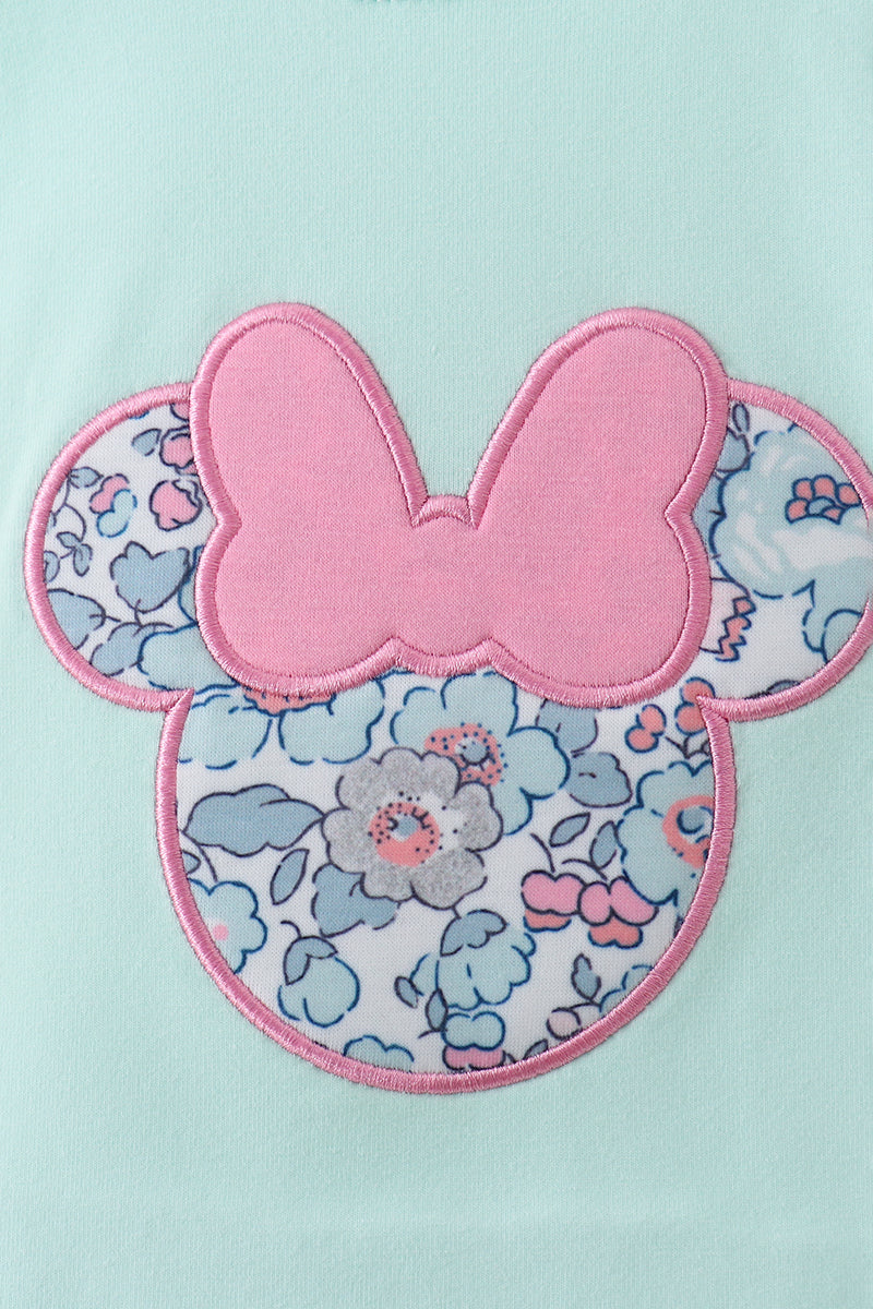 Mint floral character applique bloomer set - Aaria Tees Aaria Tees
