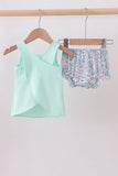 Mint floral character applique bloomer set - Aaria Tees Aaria Tees