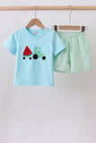 Blue watermelon truck seersucker shorts set - Aaria Tees Aaria Tees