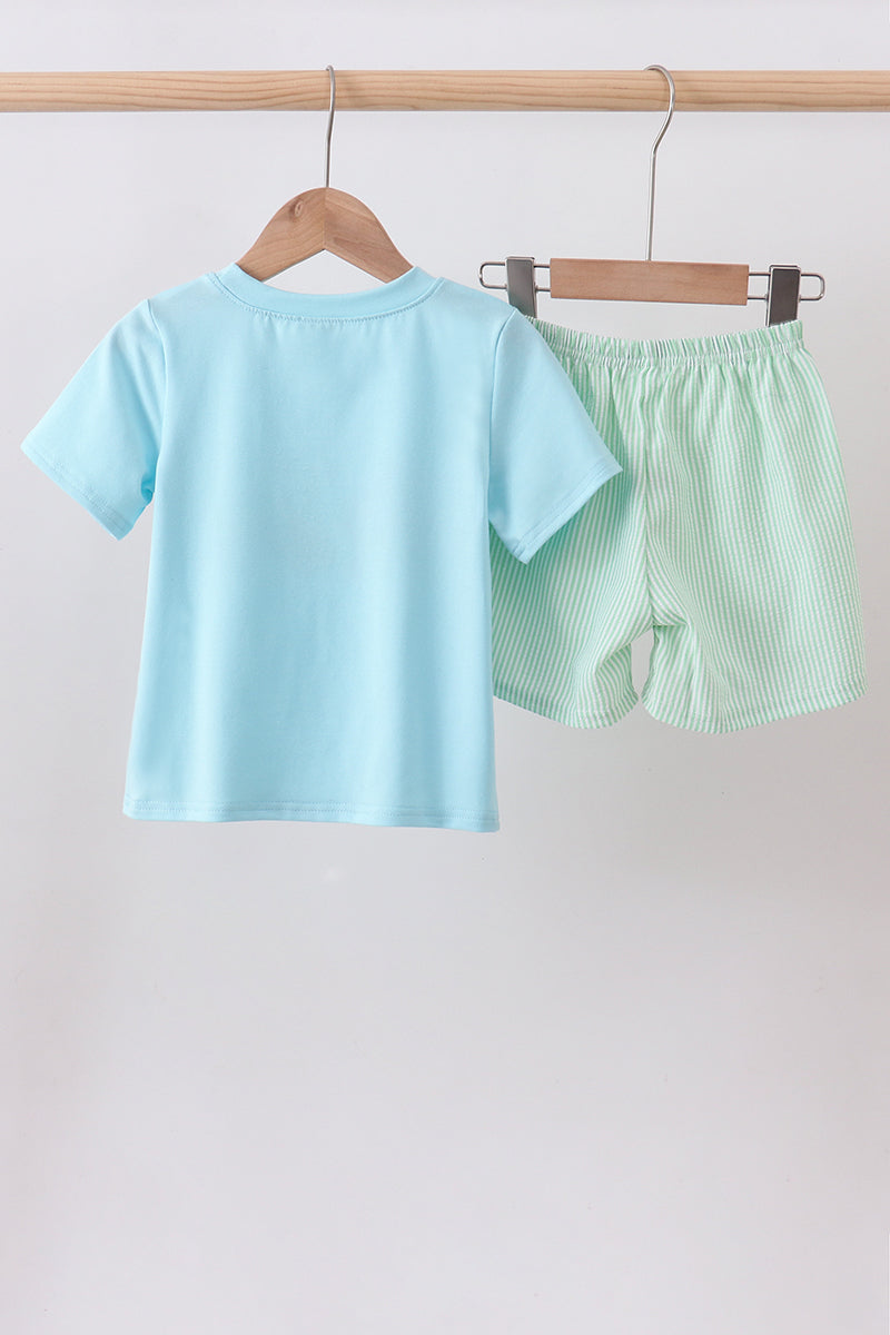 Blue watermelon truck seersucker shorts set - Aaria Tees Aaria Tees