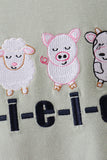Green farm animal embroidery shorts set - Aaria Tees Aaria Tees