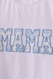 White MAMA bow applique mom&me top - Aaria Tees Aaria Tees