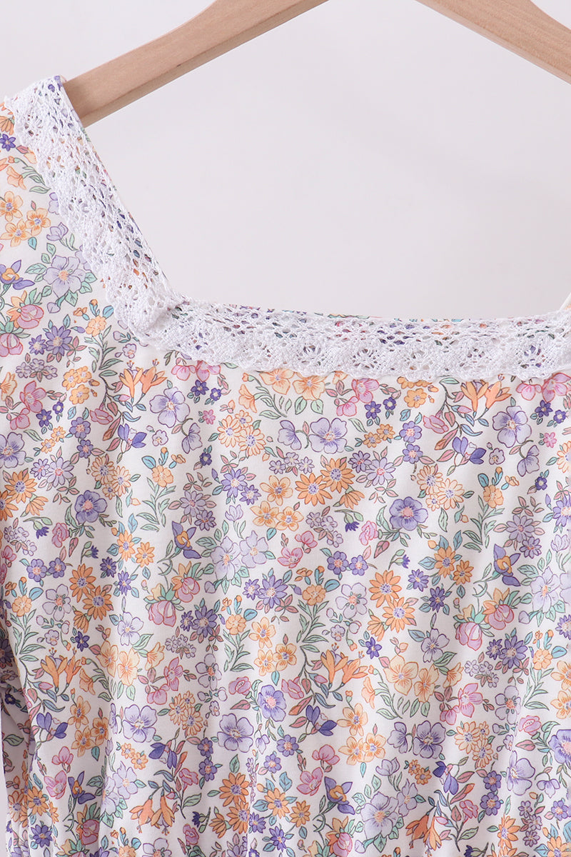 Purple floral lace women dress - Aaria Tees Aaria Tees