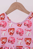 Pink bow baseball bamboo jumpsuit - Aaria Tees Aaria Tees