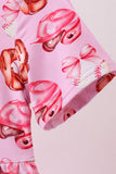 Pink bow baseball bamboo jumpsuit - Aaria Tees Aaria Tees