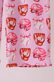 Pink bow baseball bamboo jumpsuit - Aaria Tees Aaria Tees
