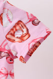 Pink bow baseball bamboo romper - Aaria Tees Aaria Tees