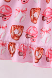 Pink bow baseball bamboo dress - Aaria Tees Aaria Tees
