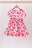 Pink bow baseball bamboo dress - Aaria Tees Aaria Tees