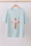 Blue bowknot cross applique top Aaria Tees