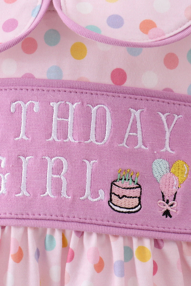 Purple birthday embroidery bubble - Aaria Tees Aaria Tees