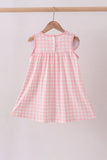 Pink character embroidery gingham dress - Aaria Tees Aaria Tees