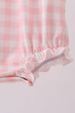 Pink character embroidery gingham bubble - Aaria Tees Aaria Tees