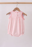 Pink character embroidery gingham bubble - Aaria Tees Aaria Tees