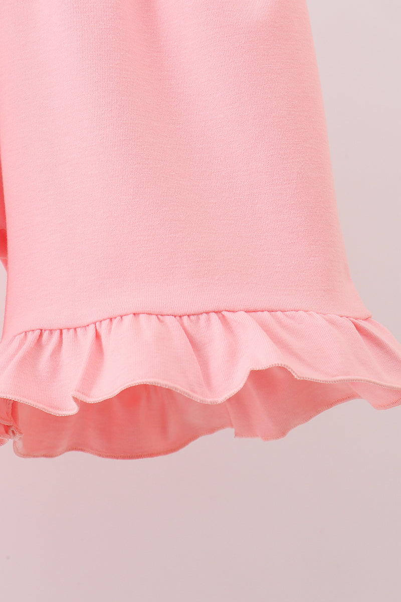 Pink character embroidery gingham bubble - Aaria Tees Aaria Tees