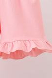 Pink character embroidery gingham bubble - Aaria Tees Aaria Tees