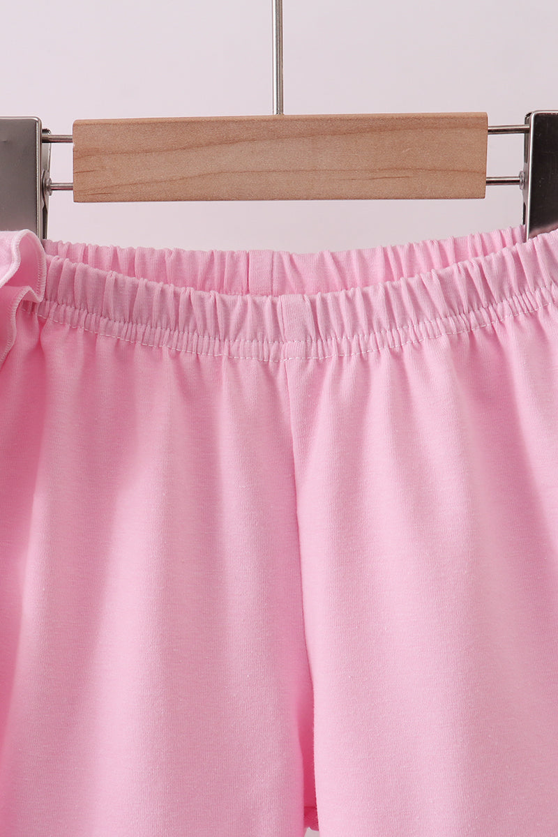 Pink big sister embroidery ruffle shorts set - Aaria Tees Aaria Tees