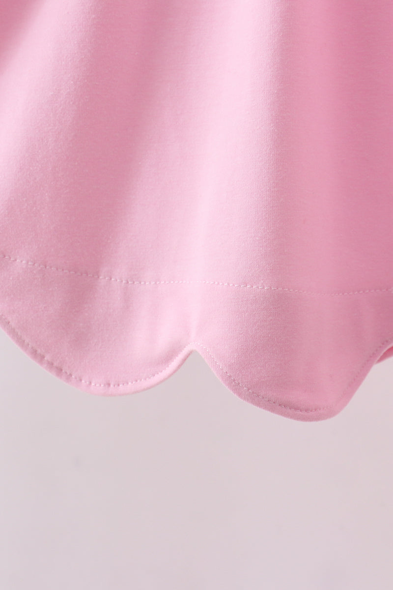 Pink big sister embroidery ruffle shorts set - Aaria Tees Aaria Tees