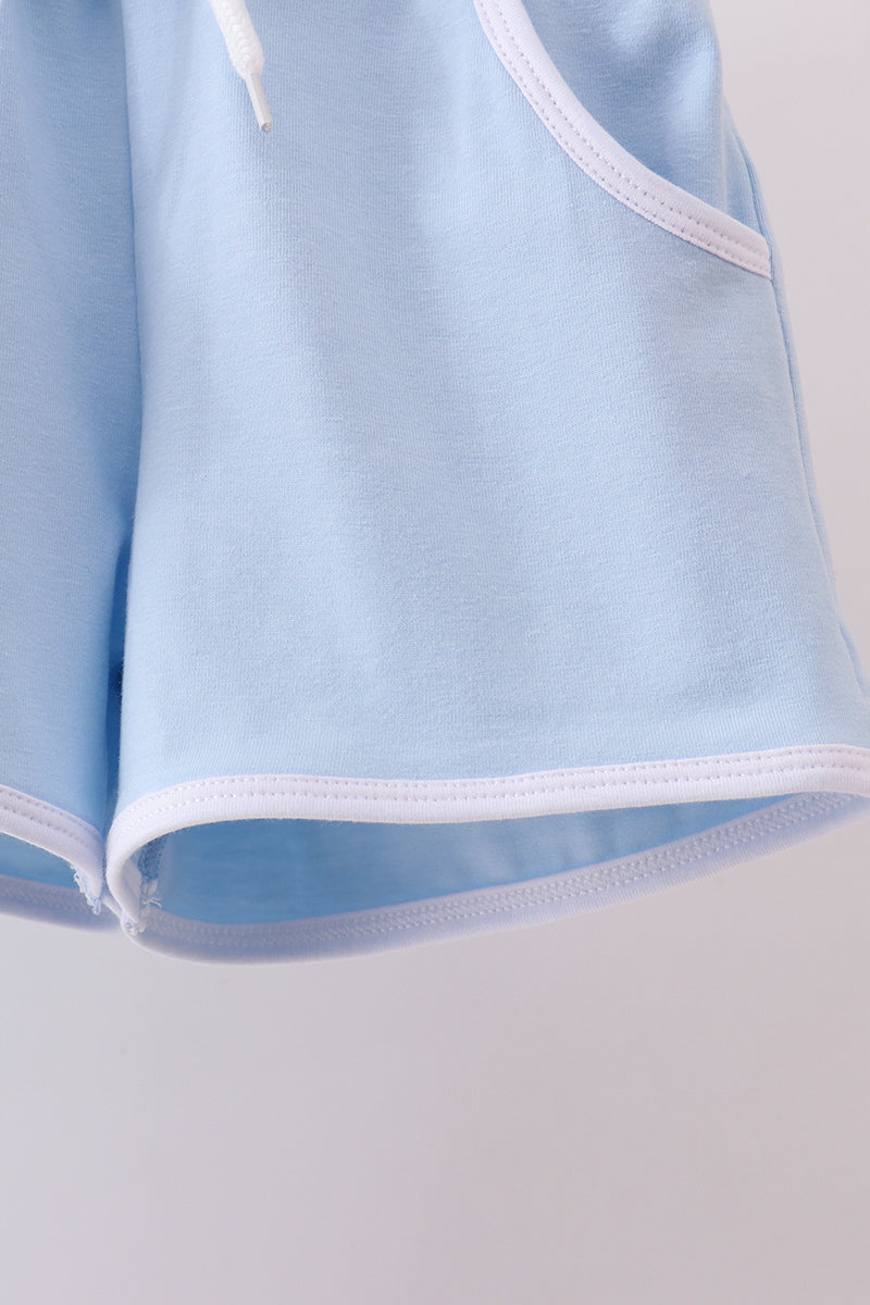 Blue brother embroidery pocket shorts set - Aaria Tees Aaria Tees